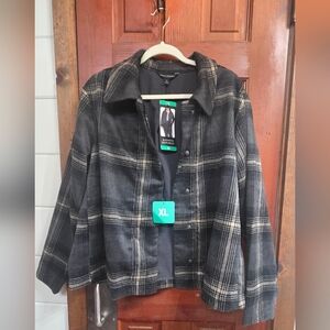 Banana Republic Women's Dark Gray Plaid Utility Jacket